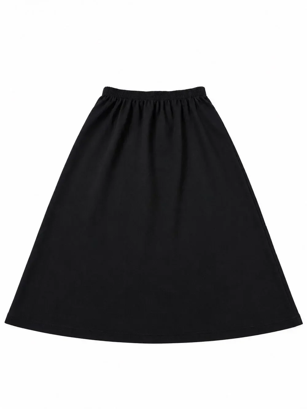 Tropics Women’s Black Midi Skirt Elastic Waist A-Line Pull On S/M
